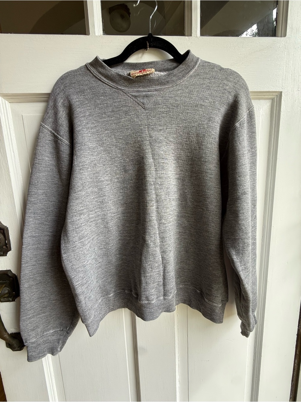 Vintage Distressed Gray Women's Crewneck Sweatshirt Sweater